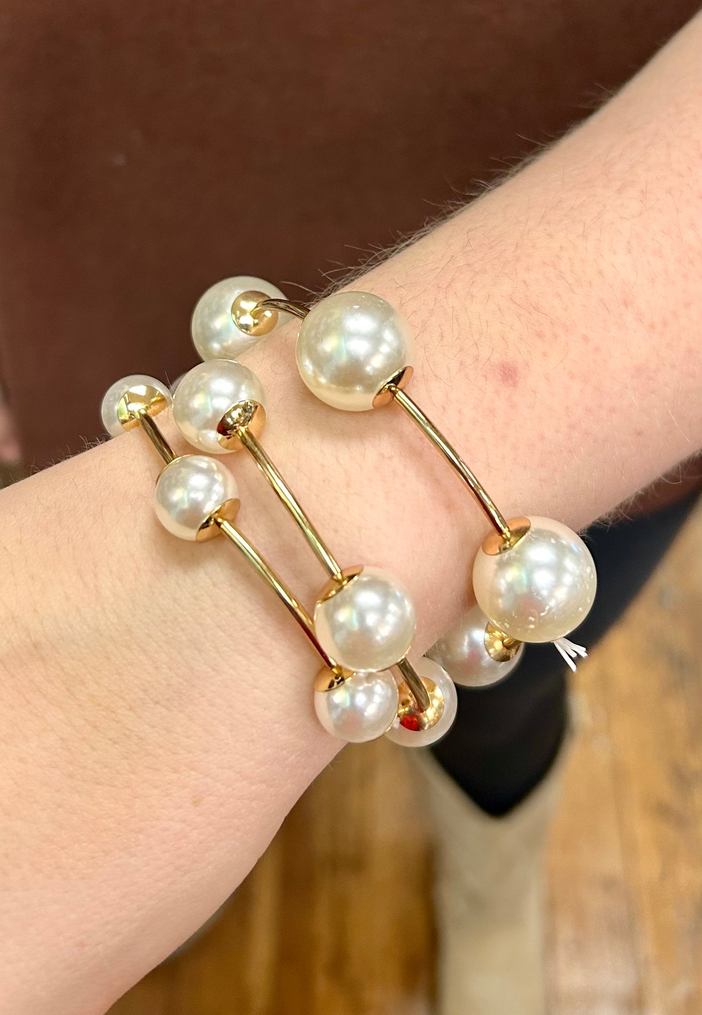 Gold and Pearl Stretch Bracelet Set