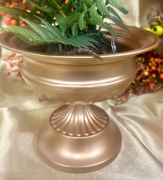 Small Gold Pedestal Planter