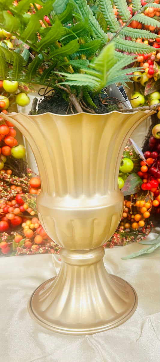 Gold Metal Fluted Vase