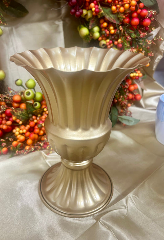 Gold Metal Fluted Vase