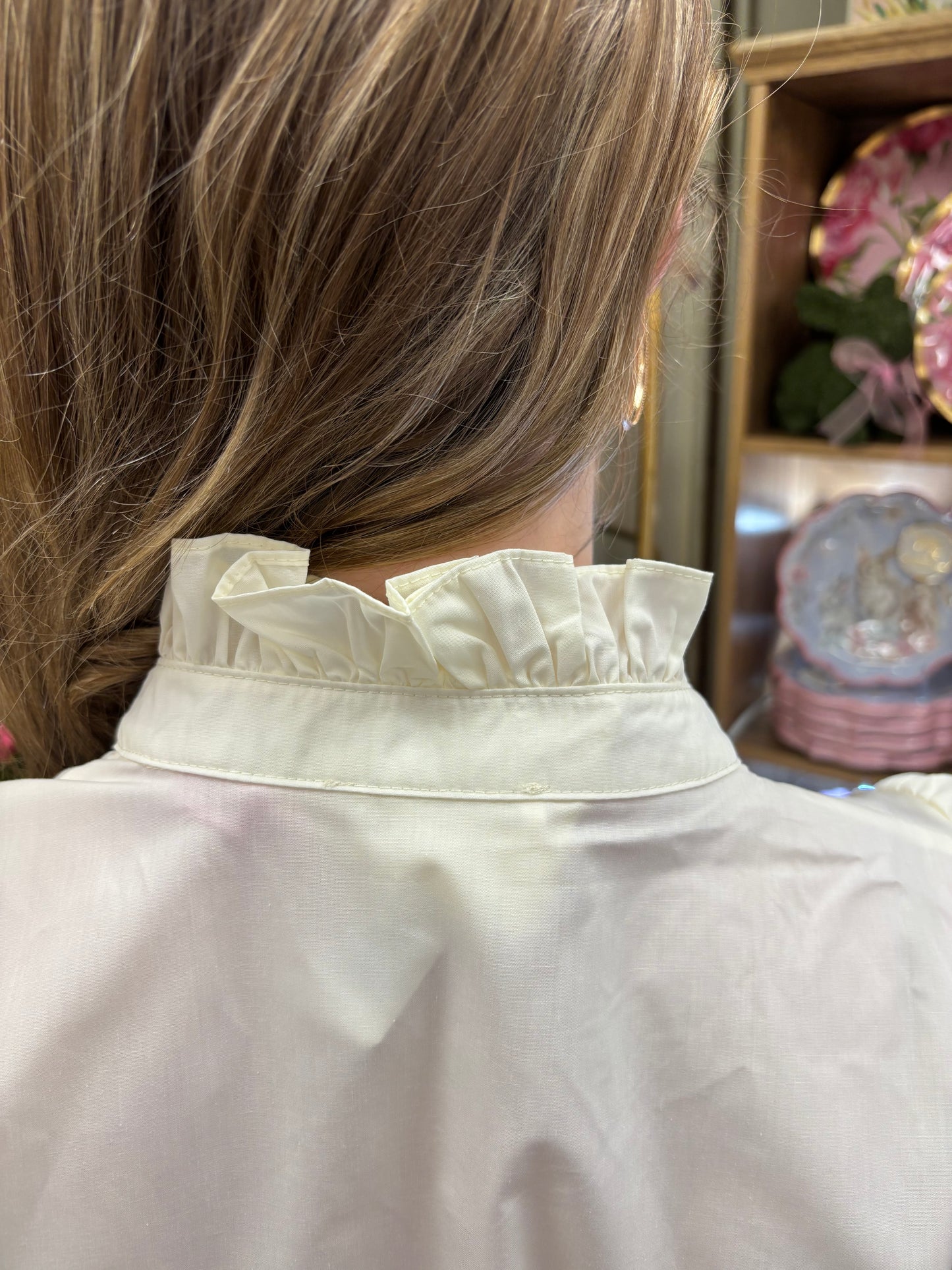Ava Cream Embroidered Top