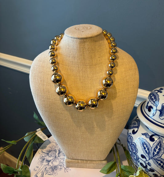 Graduated Gold Beaded Necklace