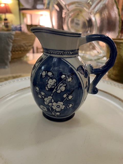 Blue and White 5 inch tall pitcher