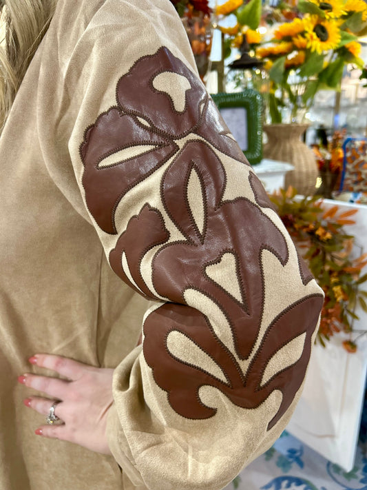 Taupe Faux Suede & Leather Dress