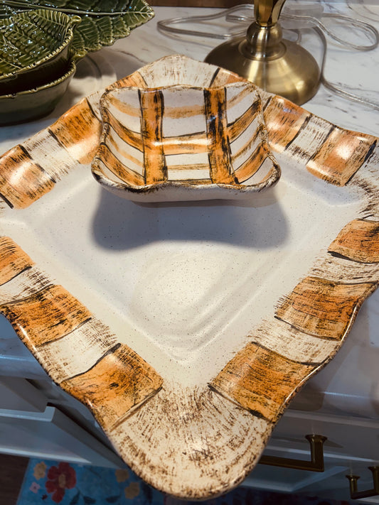 Etta B Handmade Pottery Tennessee Game Day Square Platter