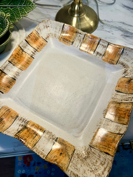 Etta B Handmade Pottery Tennessee Game Day Square Platter