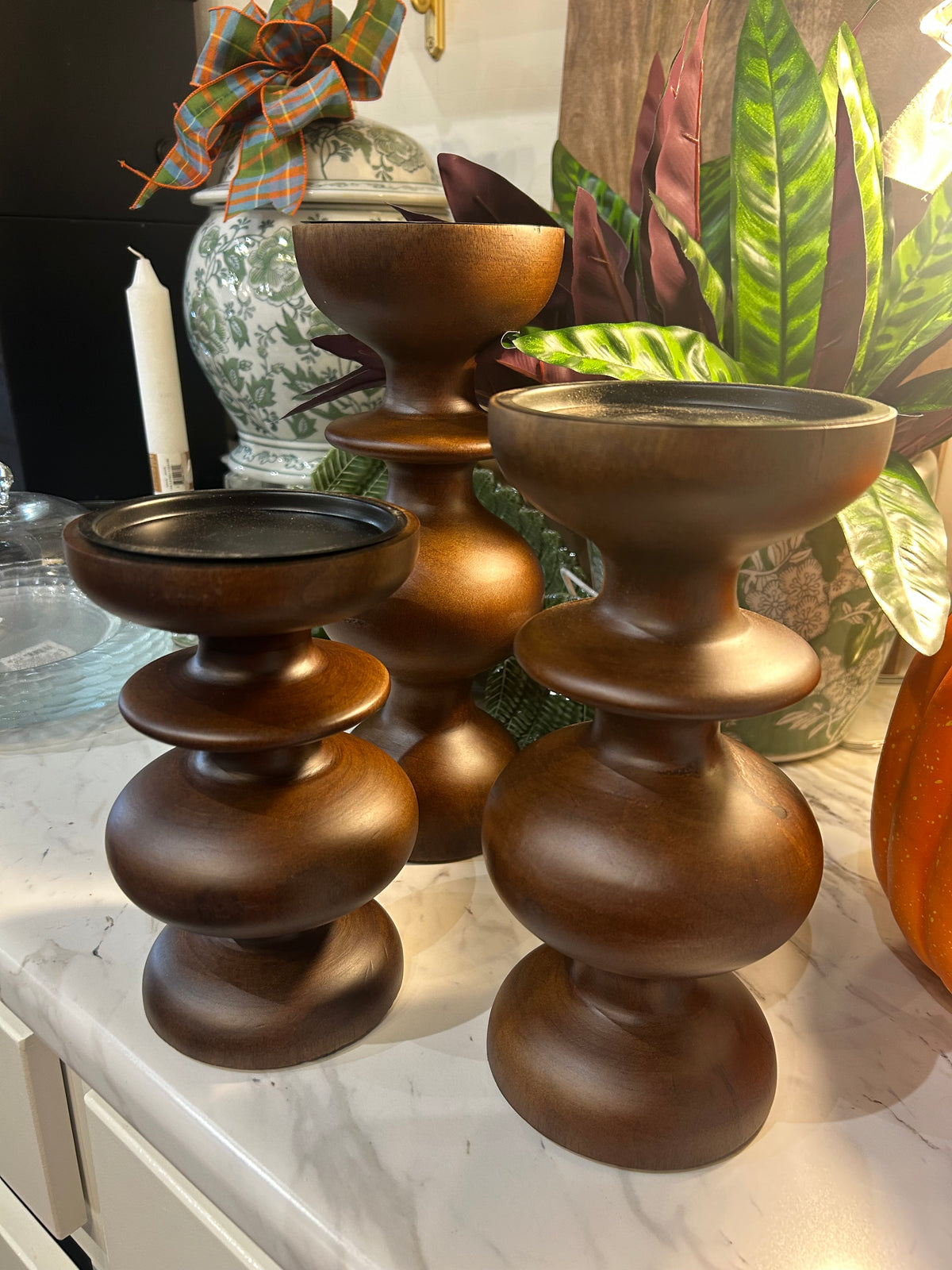 Dark Mango Wood Candleholder