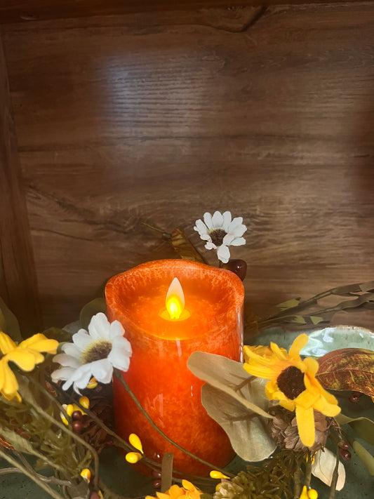 Wax LED Pillar Candle with Moving Flame