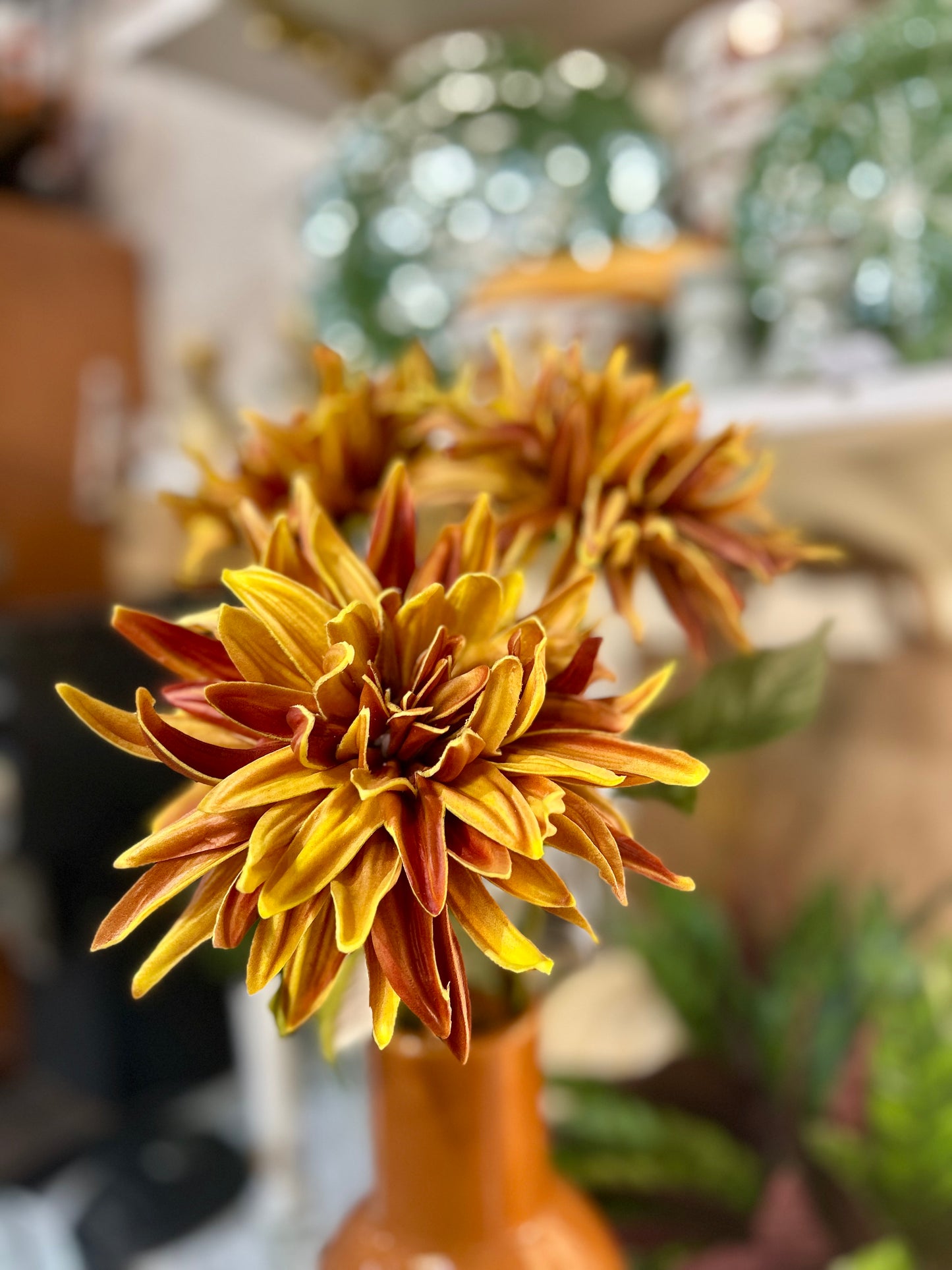 Real Touch Orange Dahlia