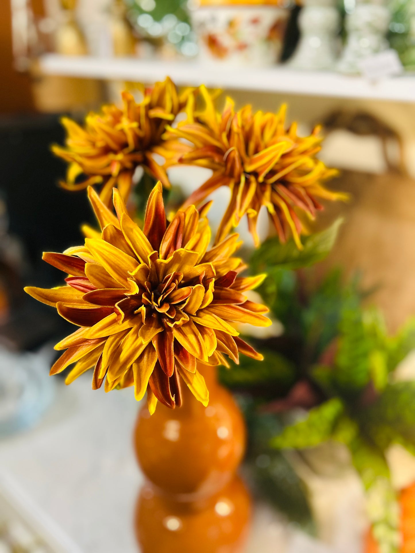 Real Touch Orange Dahlia