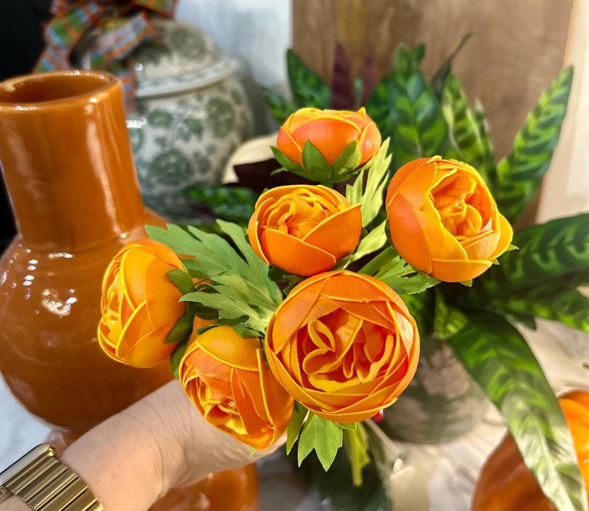 Real Touch Yellow Orange Ranunculus Bundle