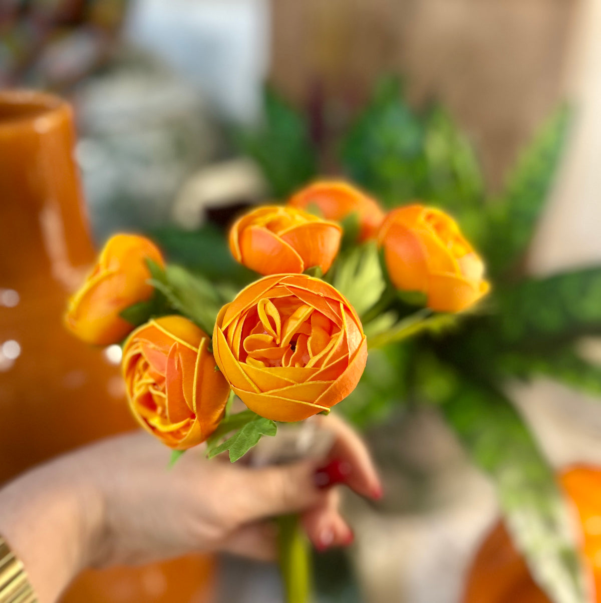 Real Touch Yellow Orange Ranunculus Bundle