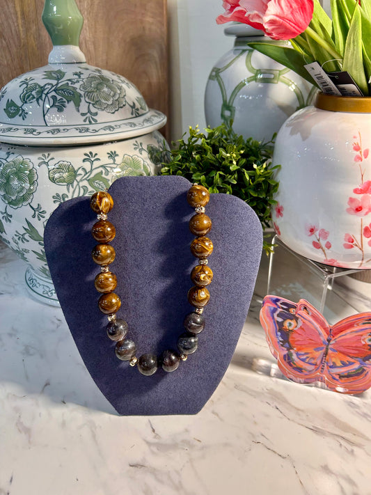 Brown & Charcoal Beaded Necklace