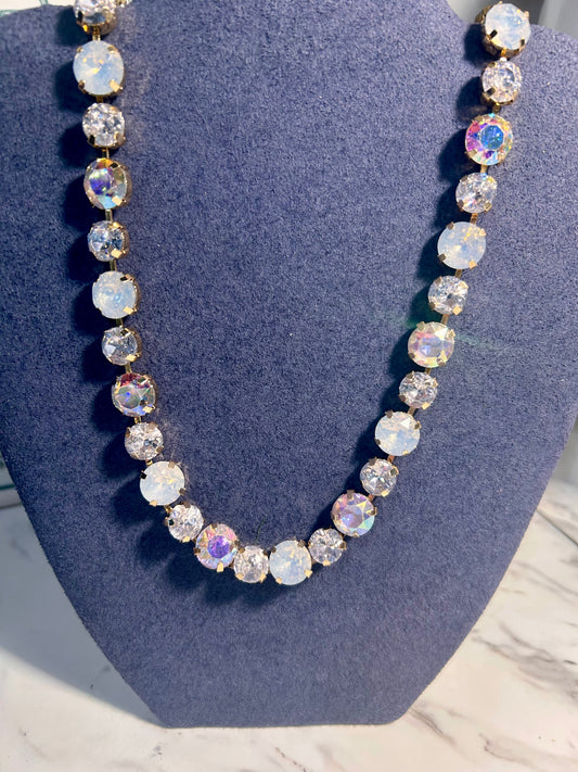 Clear & Iridescent Crystal Magnetic Necklace