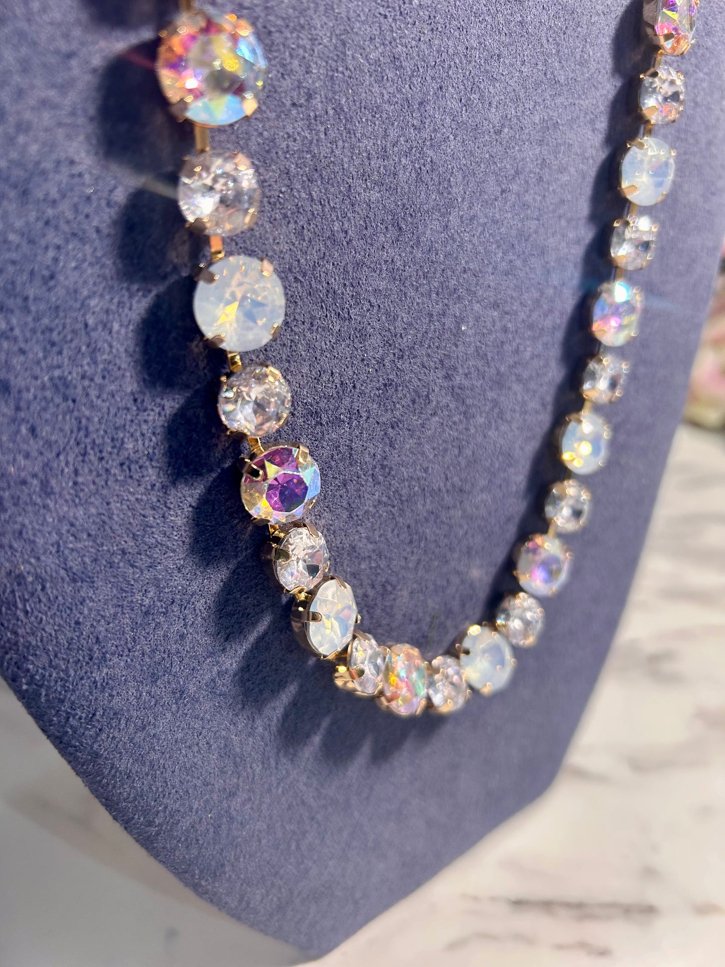 Clear & Iridescent Crystal Magnetic Necklace