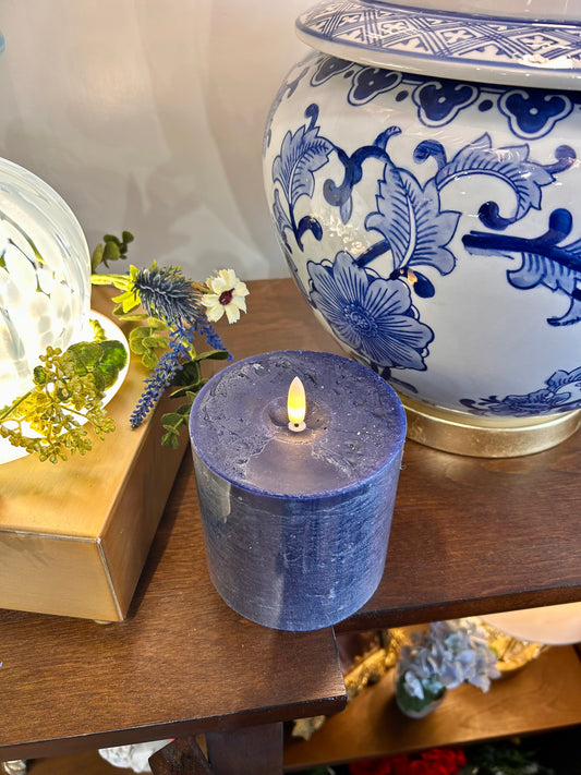 Navy ON/OFF Touch LED Pillar Candles - 4 inch Diameter