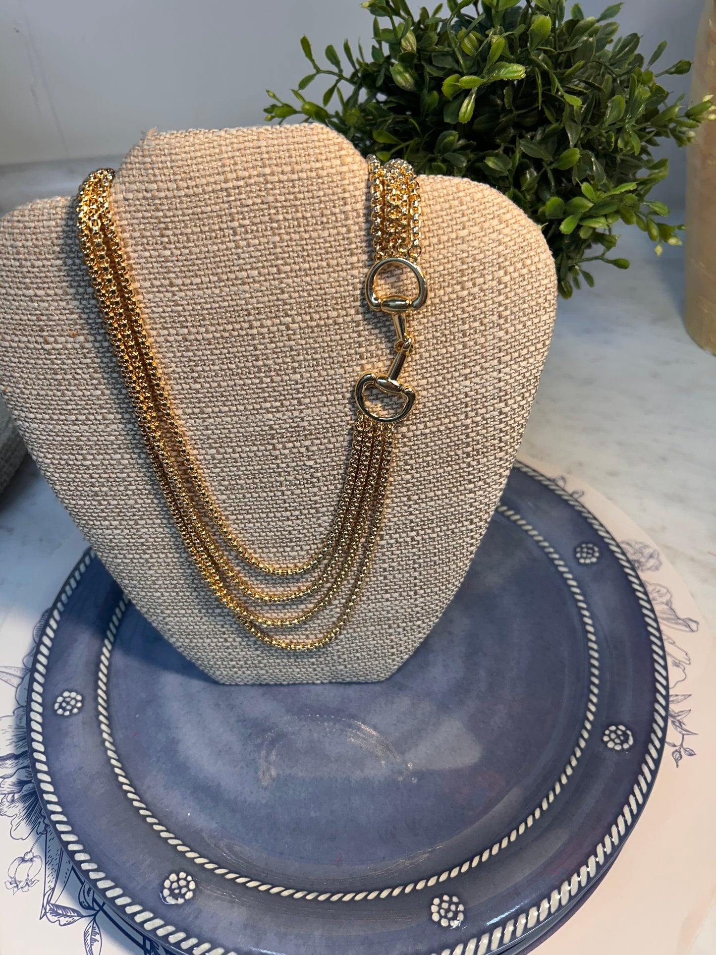 Gold Horse Bit Layered Chain