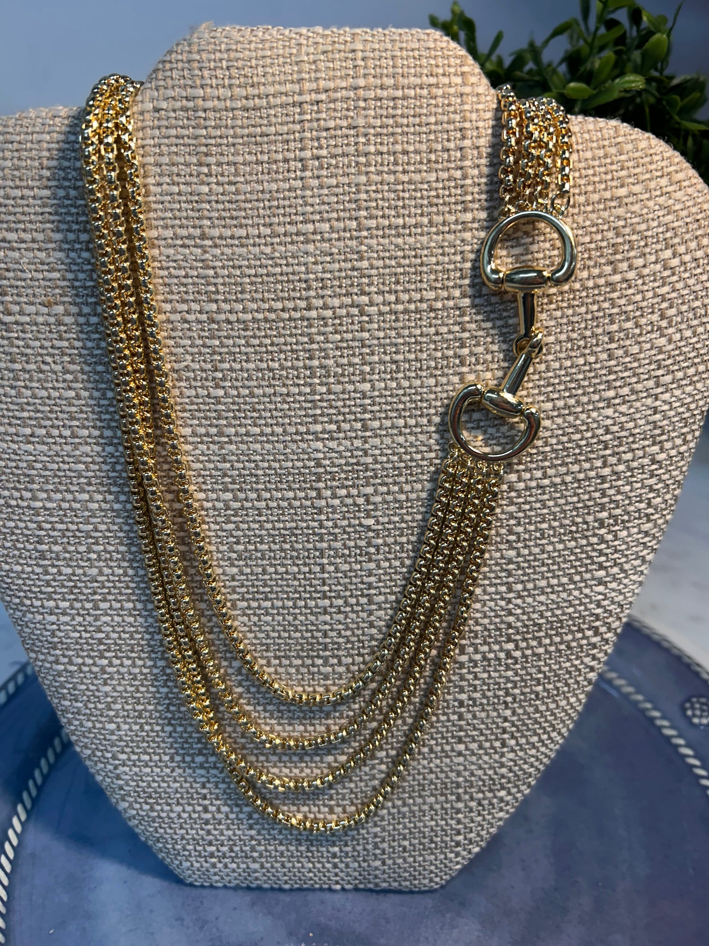 Gold Horse Bit Layered Chain