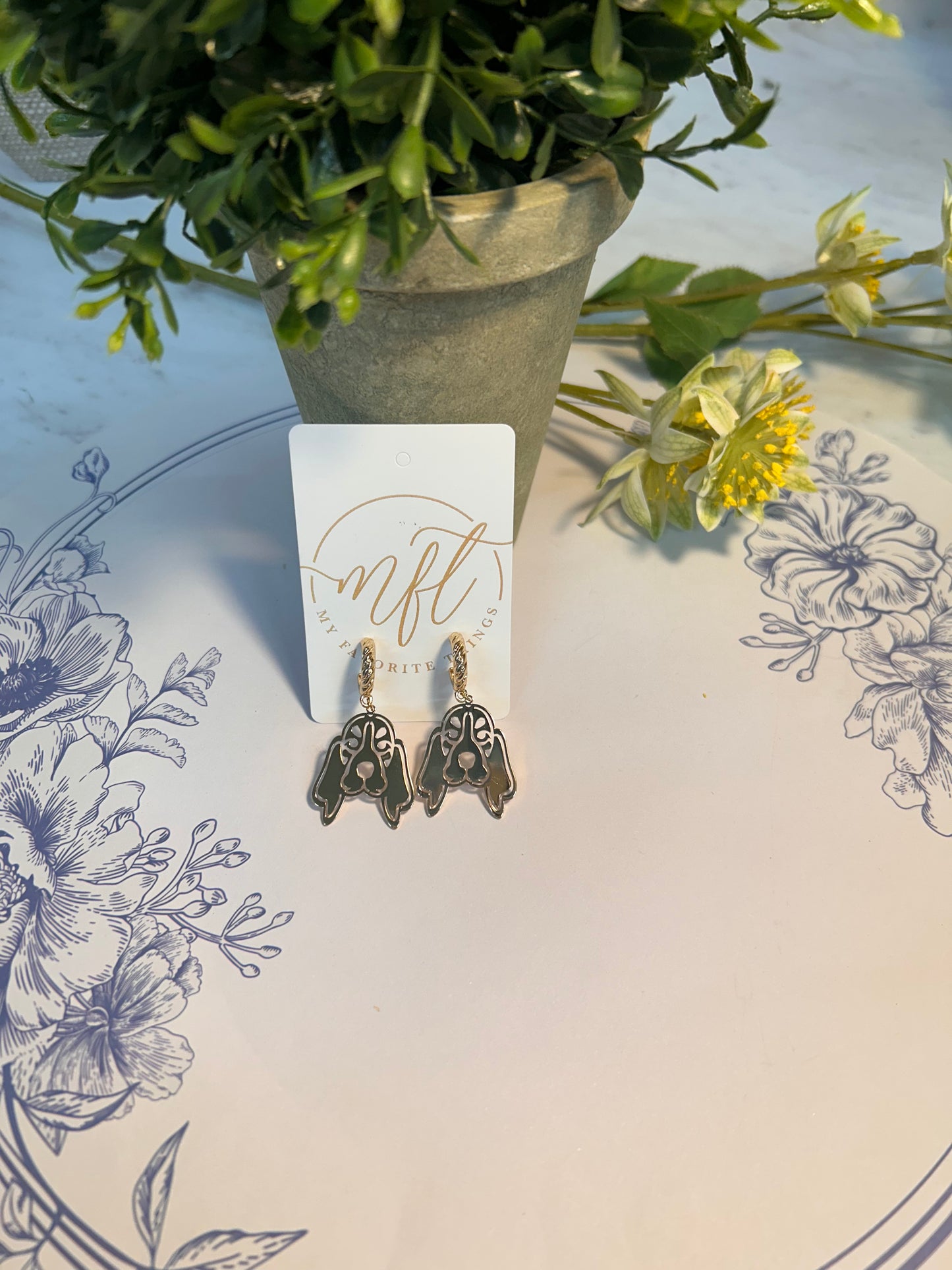 Gold Hound Dog Huggie Hoop Earrings