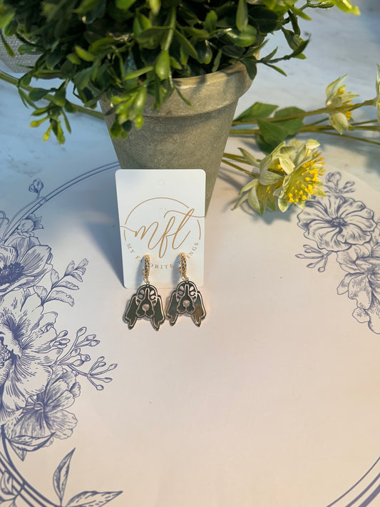 Gold Hound Dog Huggie Hoop Earrings