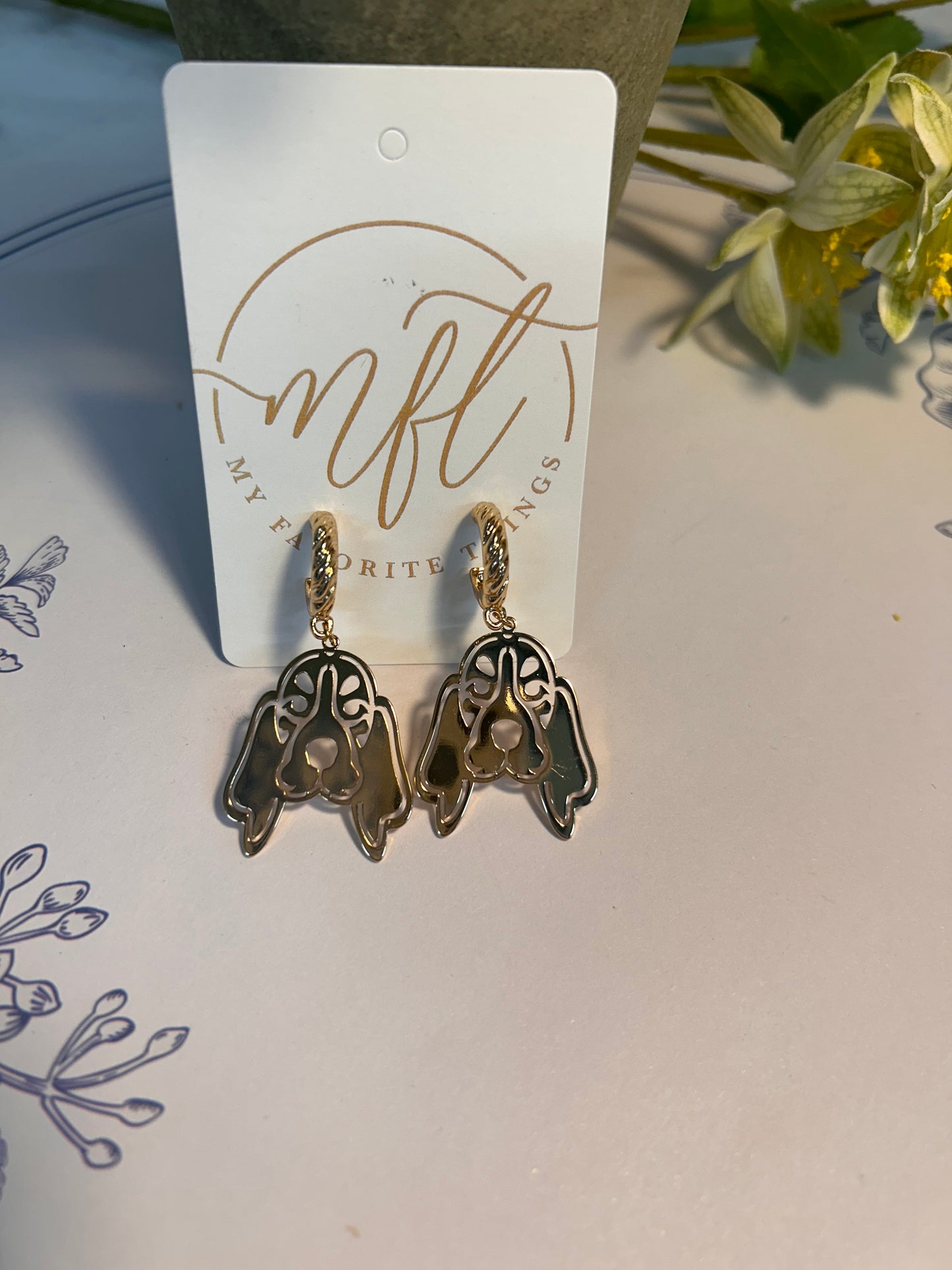 Gold Hound Dog Huggie Hoop Earrings