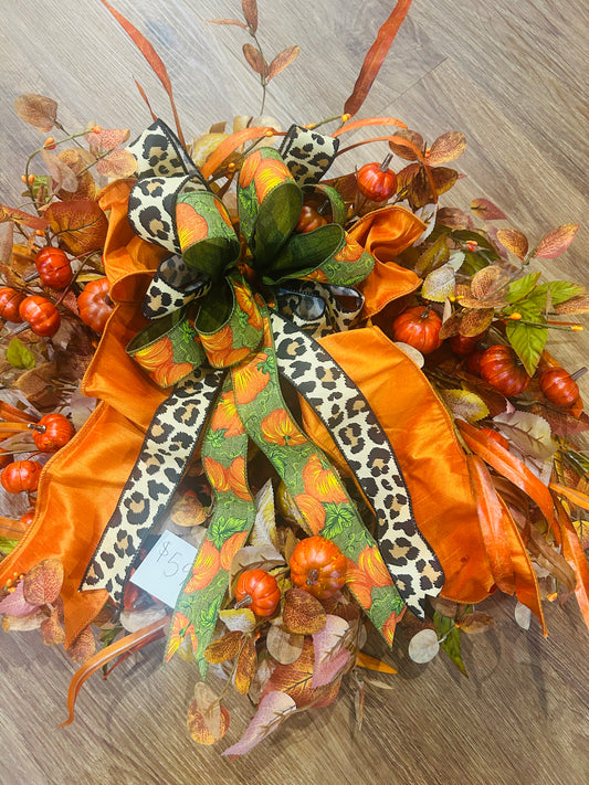 Mini Pumpkin Harvest Wreath 22" with Bow