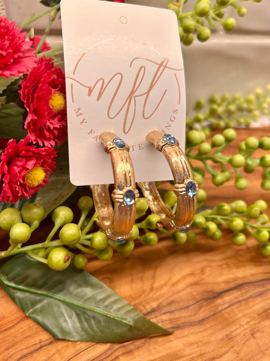 Jewel Tone and Gold Hoop Earrings