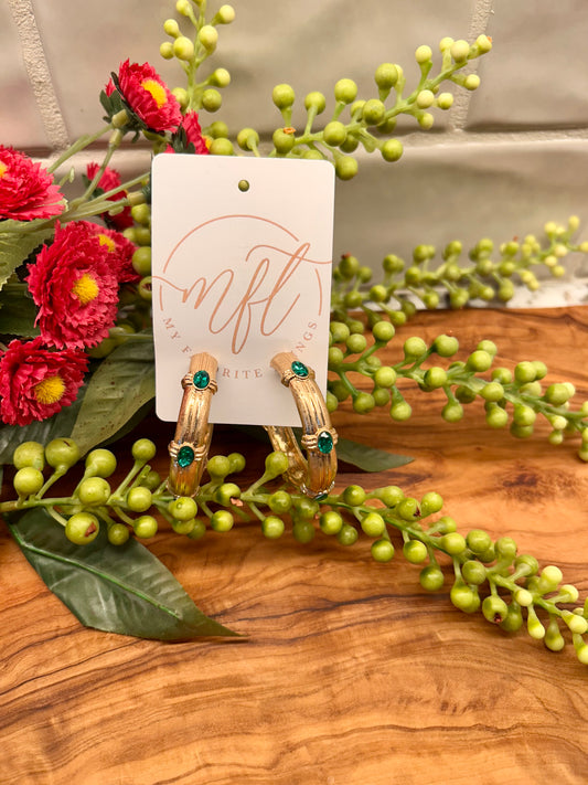 Jewel Tone and Gold Hoop Earrings