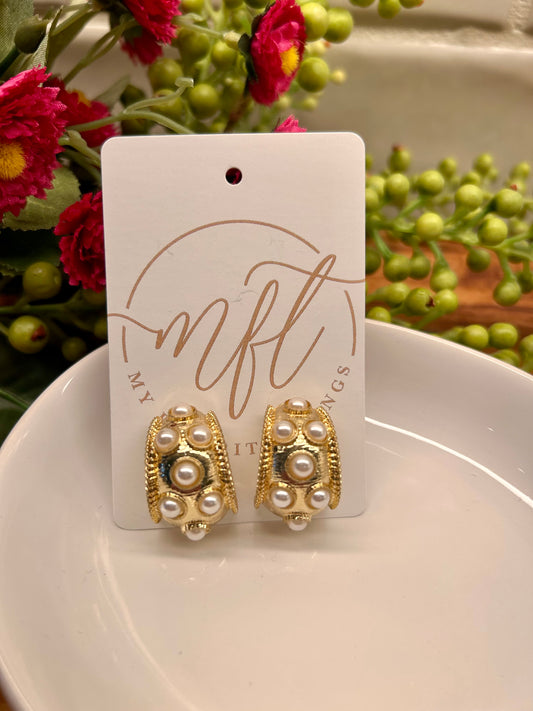 Gold and Jewel Tone Wide Open Hoop Earrings