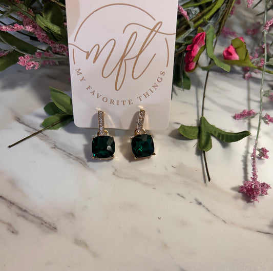 Square Crystal Drop Earrings