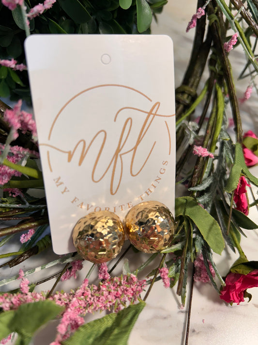 Gold Textured Stud Earrings