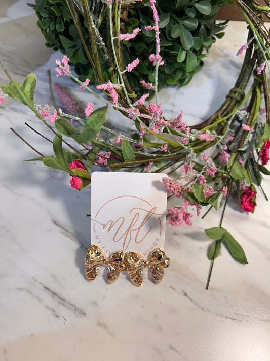 Gold Bow Stud Earrings