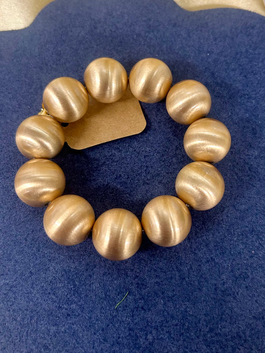 Large Matte Gold Beaded Stretch Bracelet