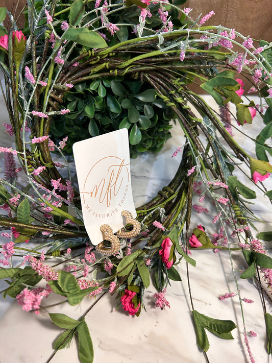Heart Shaped Gold & Pearl Hoop Earrings
