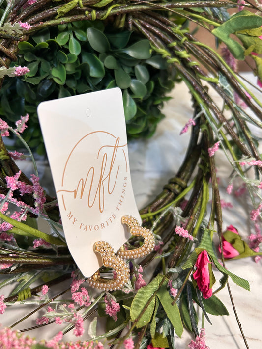Heart Shaped Gold & Pearl Hoop Earrings