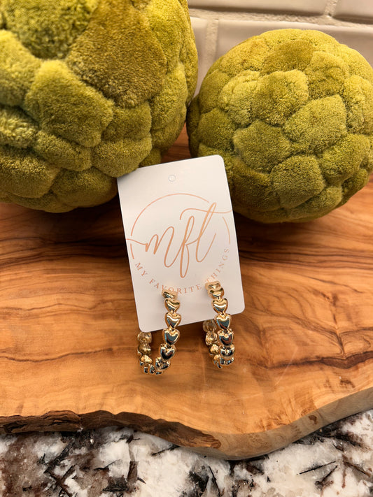 Heart Design Gold Hoops