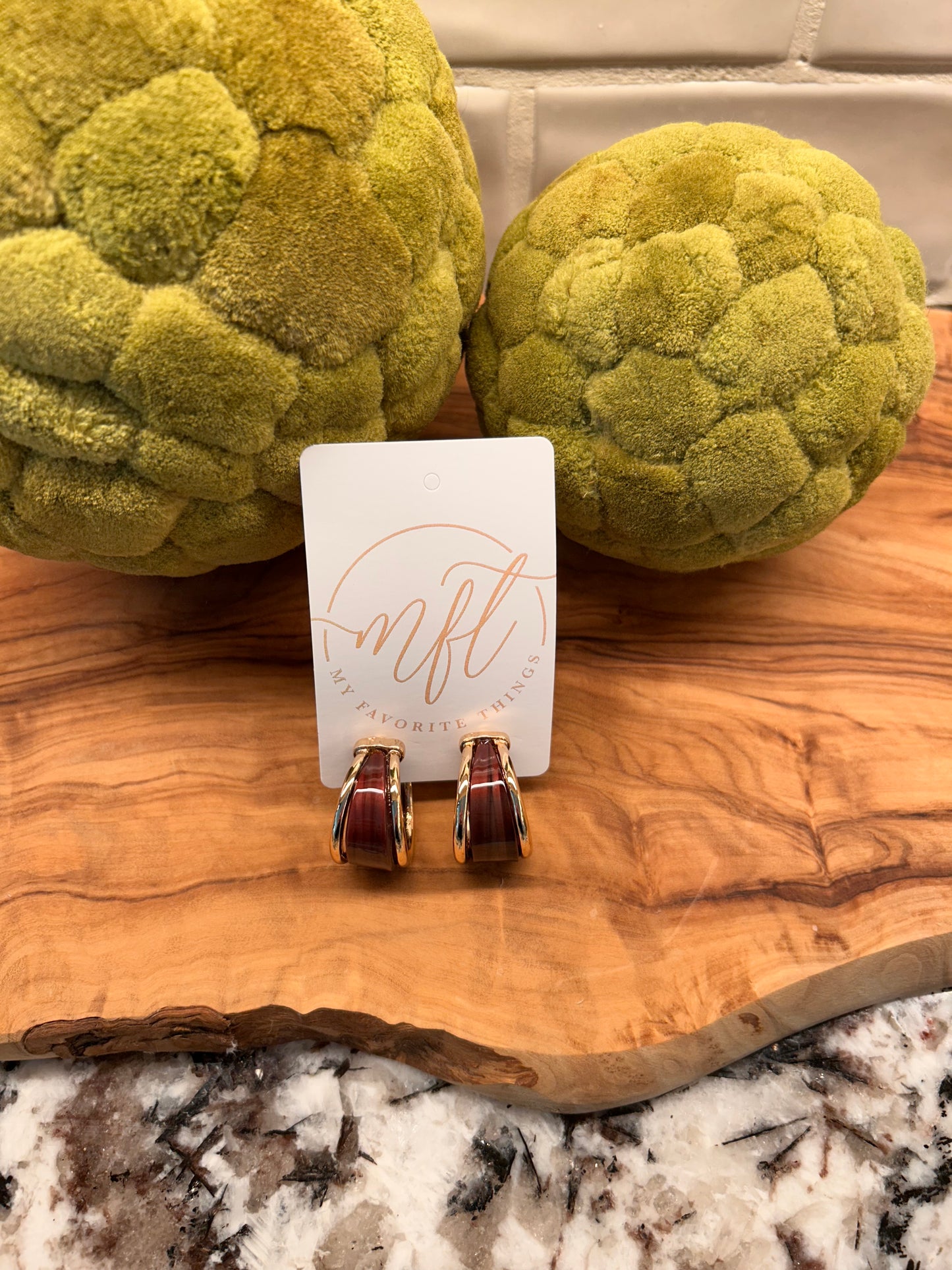 Plum and Gold Hoop Earrings