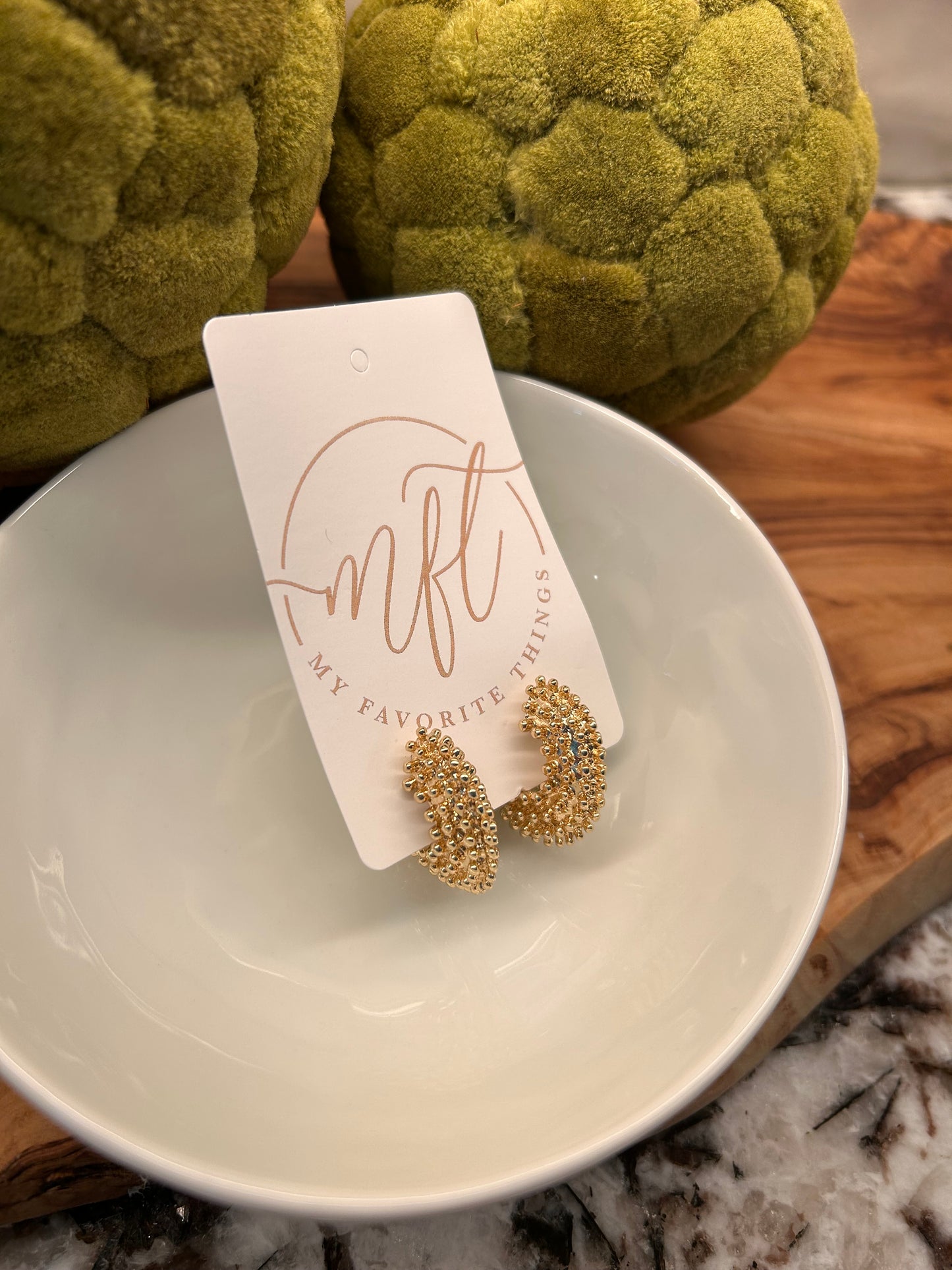 Textured Gold Chunky Hoop Earrings