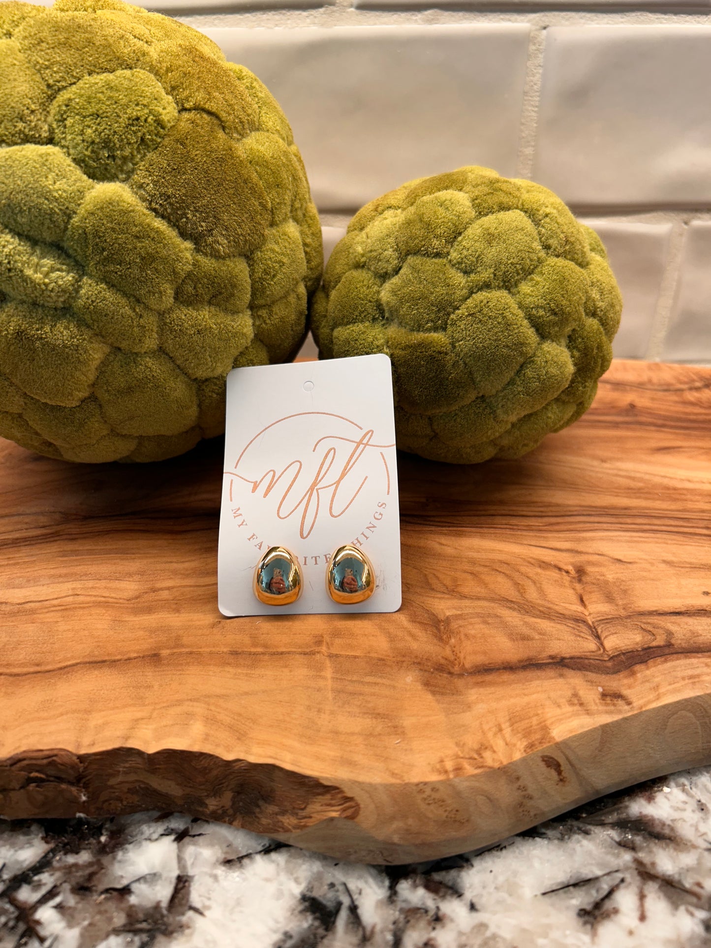Gold Pear Shaped Stud Earrings