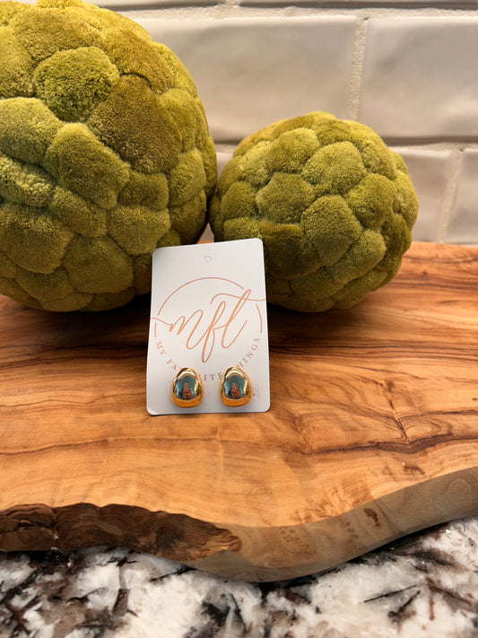 Gold Pear Shaped Stud Earrings