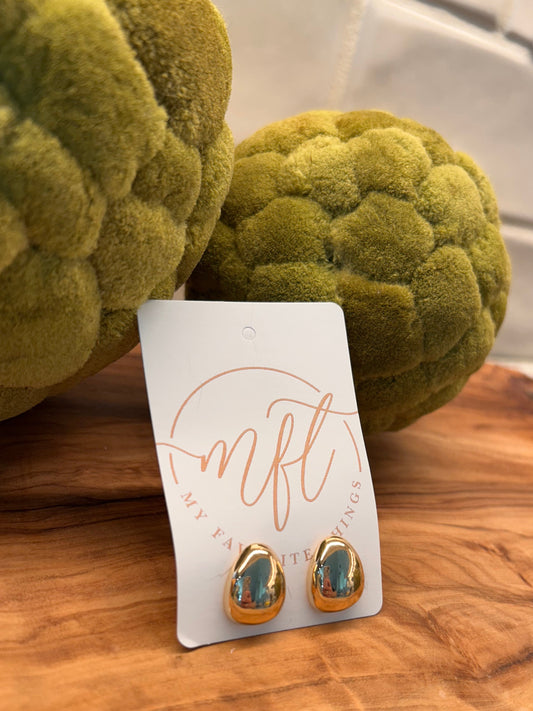 Gold Pear Shaped Stud Earrings