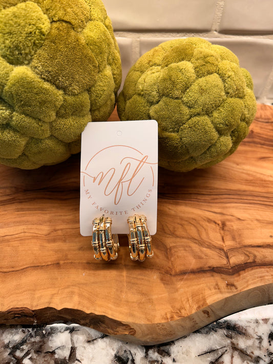 Wide Gold Bamboo Hoop Earrings