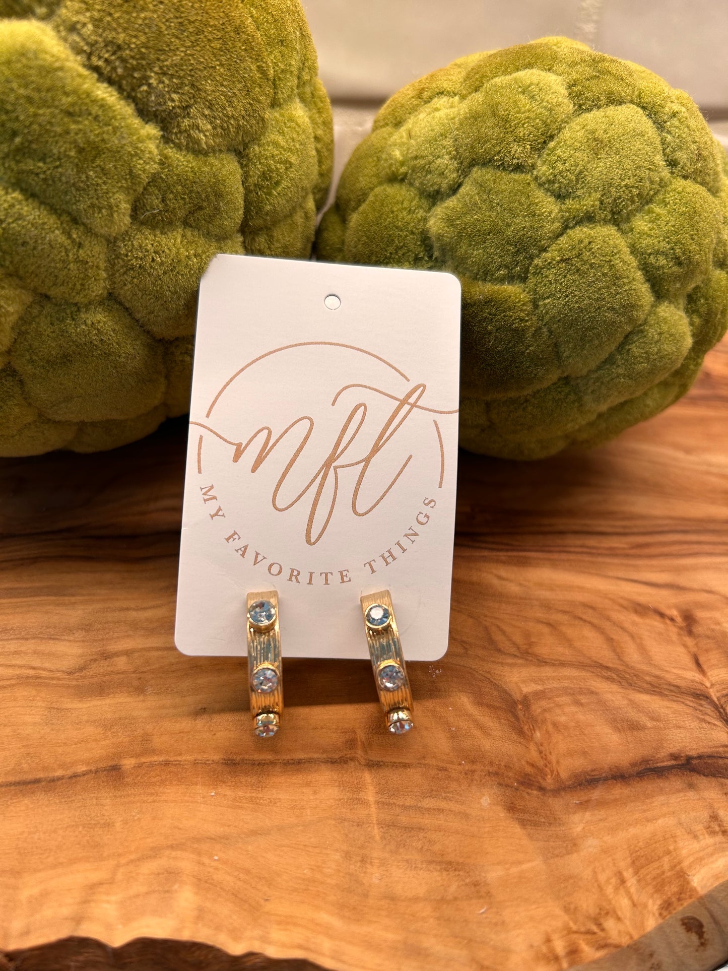 Small Gold & Crystal Studded Hoop Earrings