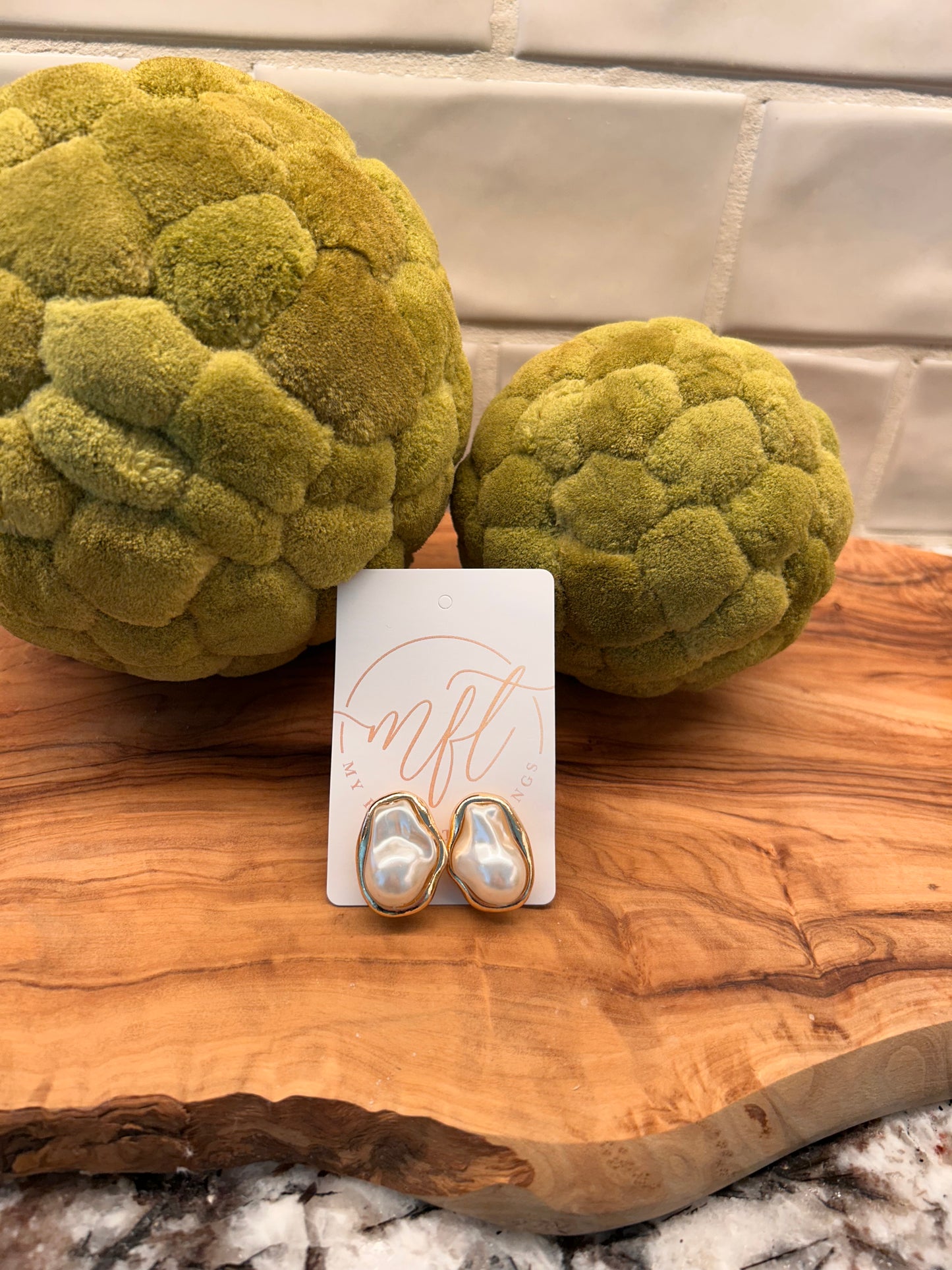 Gold and Baroque Pearl Style Earrings