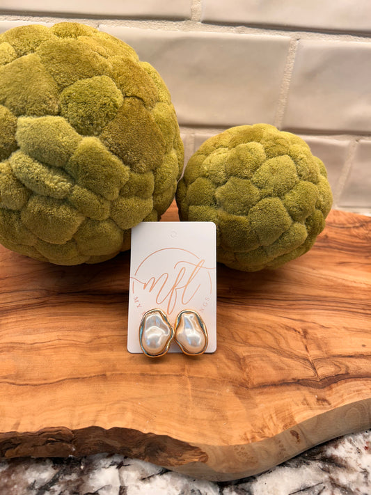 Gold and Baroque Pearl Style Earrings