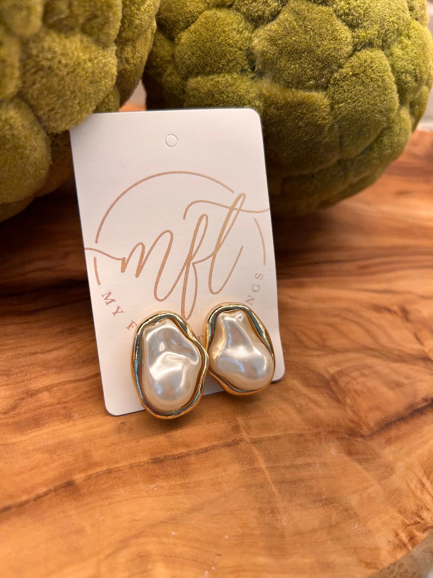 Gold and Baroque Pearl Style Earrings