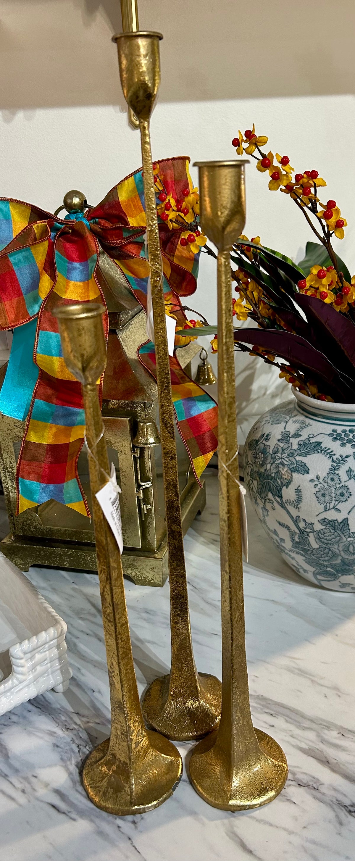 Gold Taper Candle Holder Set of 3