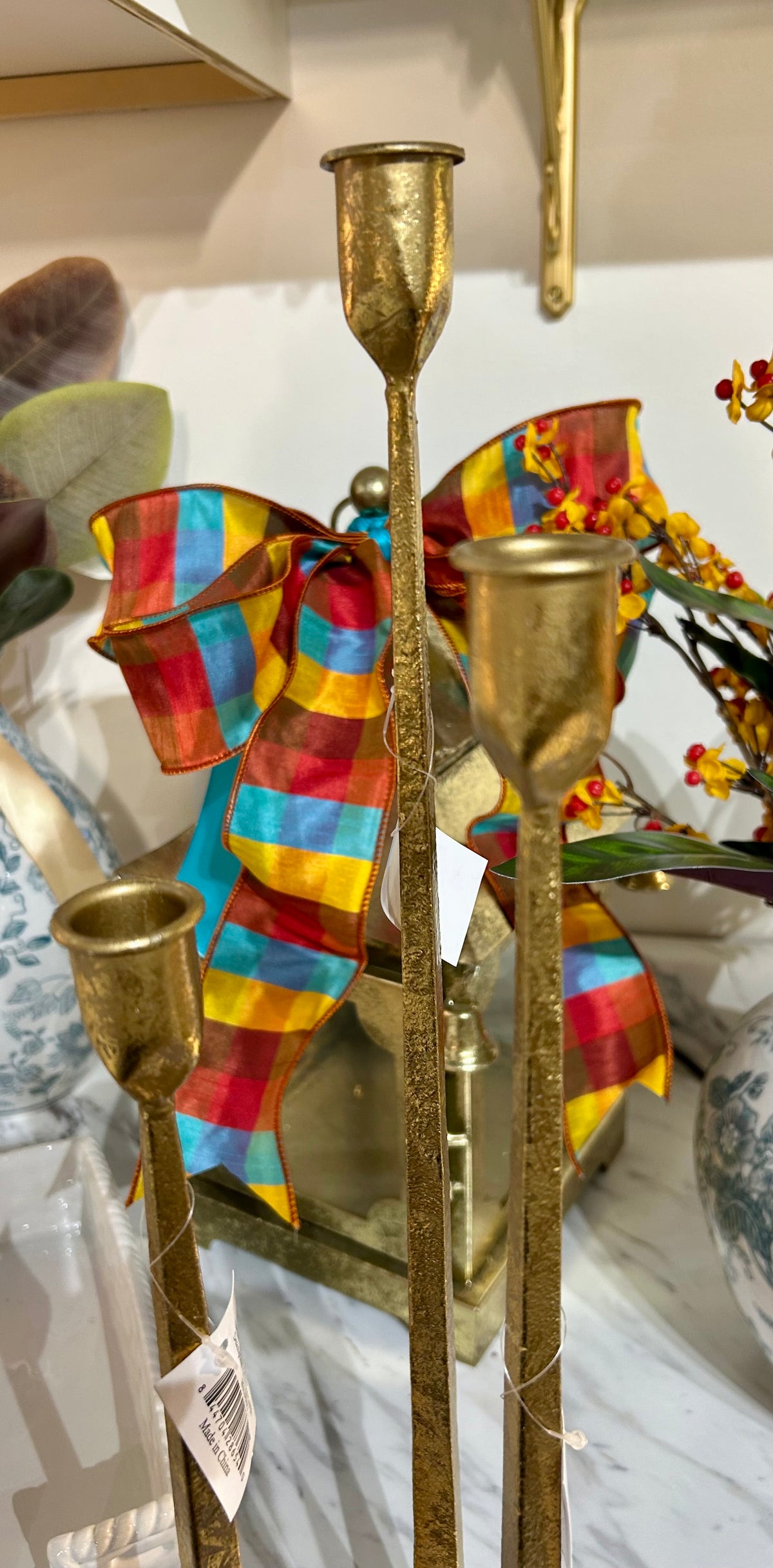 Gold Taper Candle Holder Set of 3