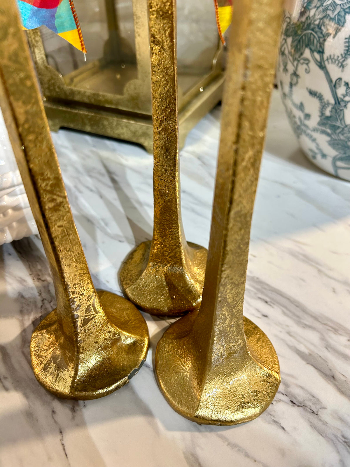 Gold Taper Candle Holder Set of 3