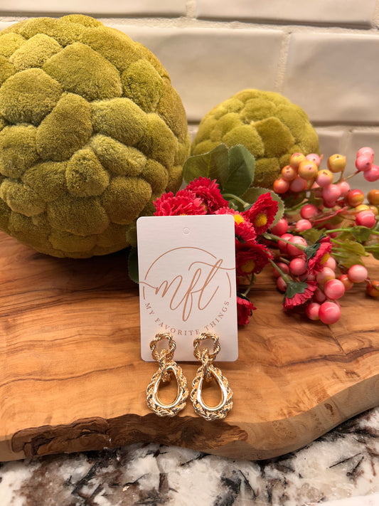 Gold Rope Double Loop Earrings